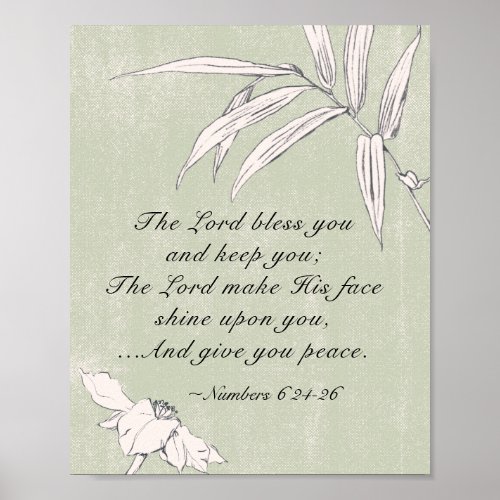 Numbers 6 24_26 The Lord Bless You Simple Floral Poster