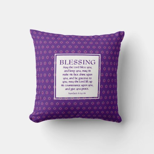 Numbers 624_26 THE LORD BLESS YOU Star of David Throw Pillow