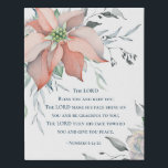 Numbers 6:24-26 The Lord Bless You Winter Faux Canvas Print<br><div class="desc">Inspirational scripture faux canvas art depicts an elegant winter floral watercolor design with salmon poinsettias and silver and blue leaves. It features Bible Verse Numbers 6:24-26, "The LORD Bless you and keep you; The LORD make his face shine on you and be gracious to you; The LORD turn his face...</div>
