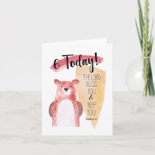 Numbers 624 6 Today Watercolor Bear Card