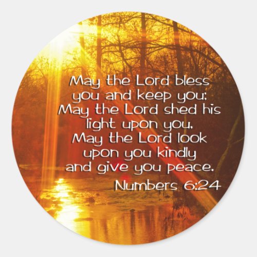 NUMBERS 624 BIBLE VERSE _ MAY THE LORD BLESS YOU CLASSIC ROUND STICKER