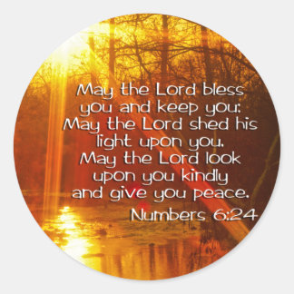 NUMBERS 6:24 BIBLE VERSE - MAY THE LORD BLESS YOU CLASSIC ROUND STICKER