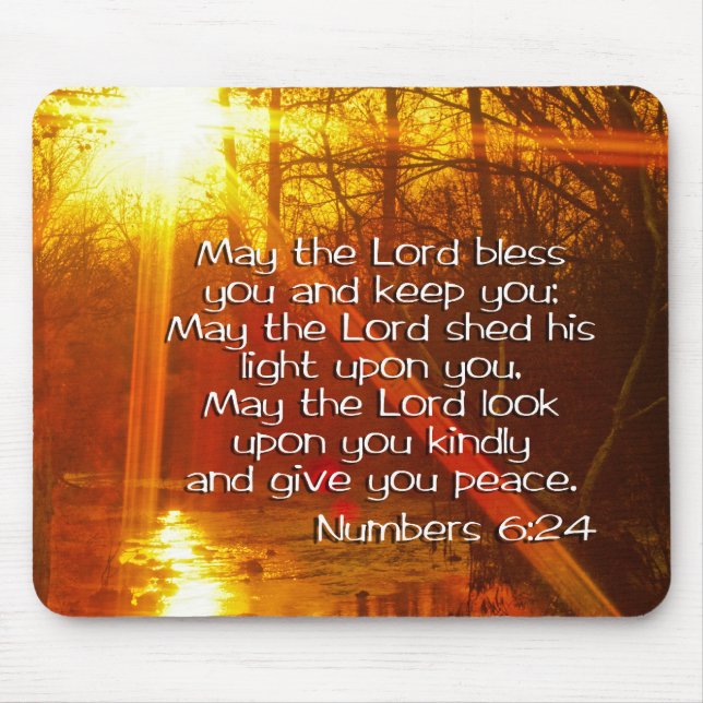 NUMBERS 6:24 BIBLE VERSE - MAY THE LORD BLESS YOU MOUSE PAD (Front)