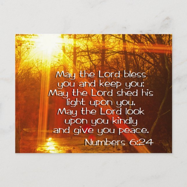 NUMBERS 6:24 BIBLE VERSE - MAY THE LORD BLESS YOU POSTCARD (Front)