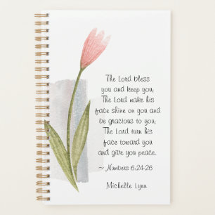 Numbers 6:24 The Lord Bless You Pink Flower Bible Planner