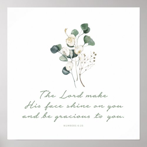 Numbers 625 Bible Verse Print Face Shine On You Poster
