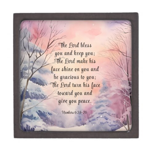 Numbers 6 Lord Bless You Bible Verse Winter Pine Gift Box