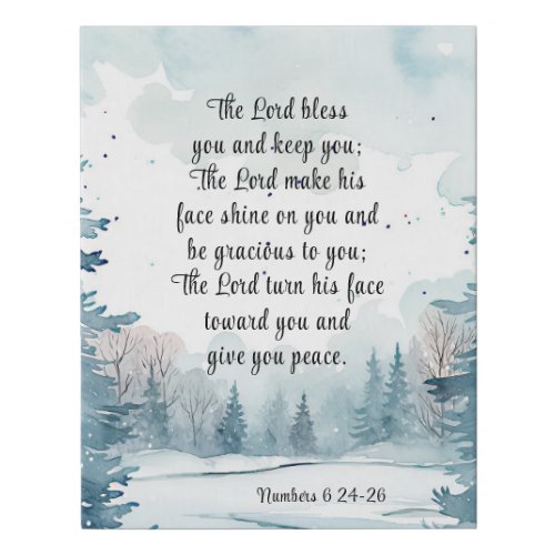 Numbers 6 Lord Bless You Bible Verse Winter Scene Faux Canvas Print
