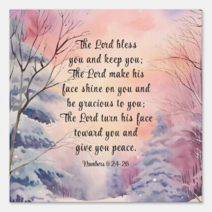 Numbers 6 Lord Bless You Bible Verse Winter Scene Sign