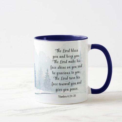 Numbers 6 Lord Bless You Bible Verse Winter Snow Mug