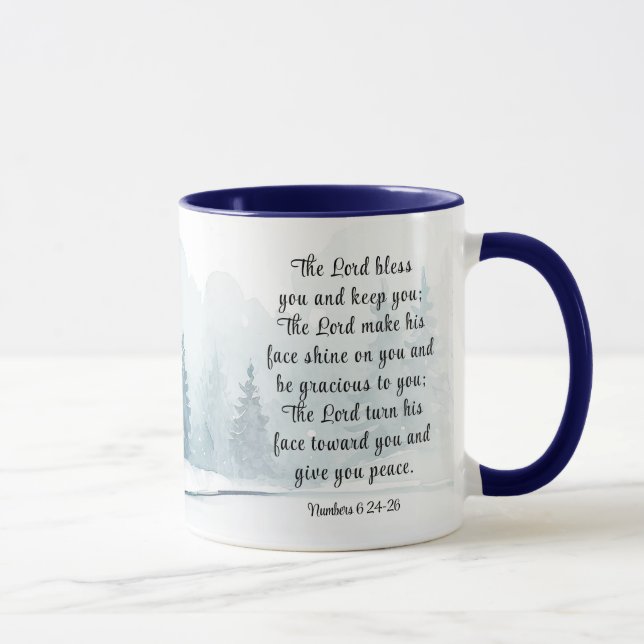 Numbers 6 Lord Bless You Bible Verse Winter Snow Mug (Right)