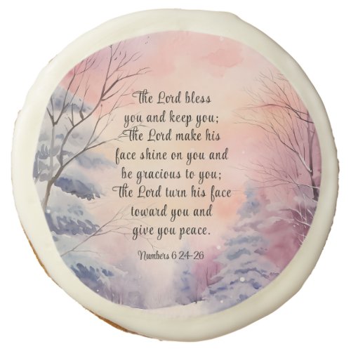 Numbers 6 Lord Bless You Bible Verse Winter Snow Sugar Cookie