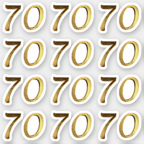 Numbers 70 Faux Gold 70th Anniversary Sticker