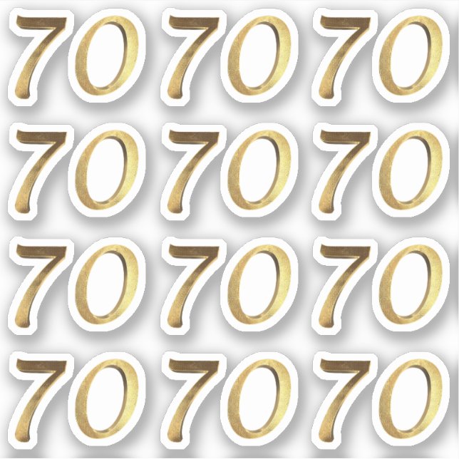 Numbers 70 Faux Gold 70th Anniversary Sticker (Front)