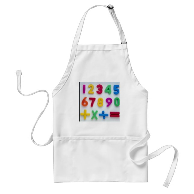 Numbers and Arithmetic operators in plastic Adult Apron (Front)
