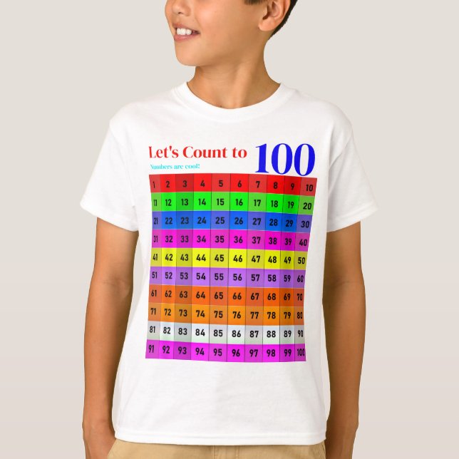 Numbers are Cool, 1-100 Numbers Chart Kids T-Shirt (Front)