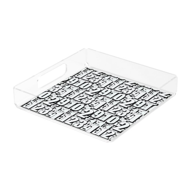 Numbers Black White        Acrylic Tray (Angled)
