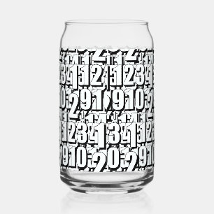Numbers Black White        Can Glass