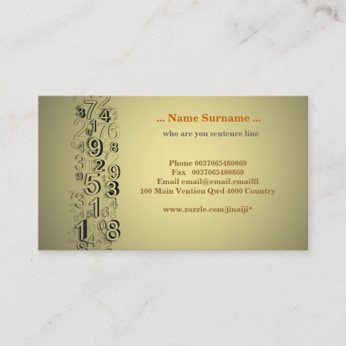 numbers business card