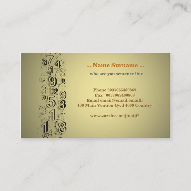 numbers business card (Front)