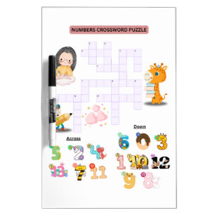 Numbers Crossword Puzzle for Kids Fun Learning Dry Erase Board