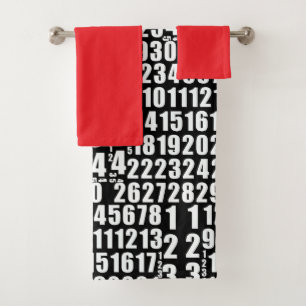 Numbers Kids Black Red Bath Towel Set
