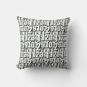 Numbers Kids Black White        Throw Pillow