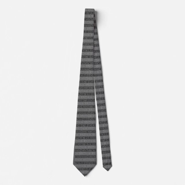 Numbers, Math, Accounting, Calculating Grey Neck Tie (Front)