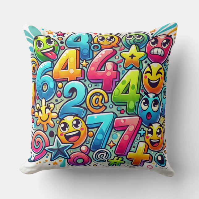 Numbers & Mathematics Training – Fun Learning Math Throw Pillow (Front)