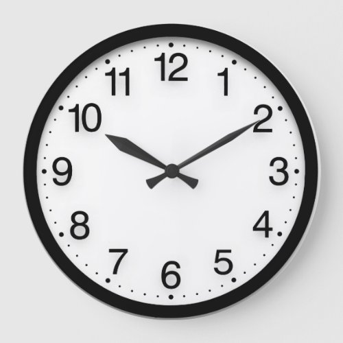 Numbers Minimalism Black White  Classy Elegant Large Clock