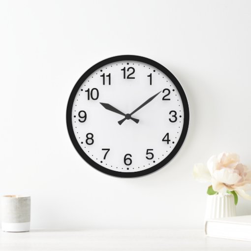 Numbers Minimalism Black White Classy Elegant Large Clock | Zazzle