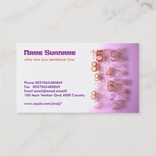 numbers modern business card (Front)