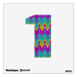 Numbers Shape 1 - Funny Colored Fractal Pattern Wall Sticker