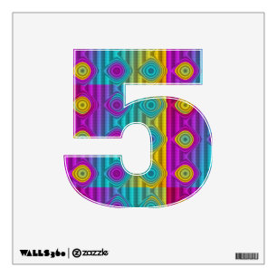 Numbers Shape 5 - Funny Colored Fractal Pattern Wall Decal