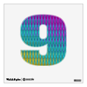 Numbers Shape 9 - Funny Colored Fractal Pattern Wall Sticker