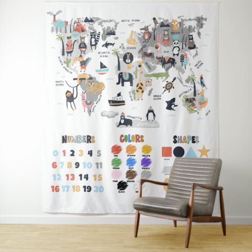 Numbers Shapes Educational Learning Classroom Tapestry