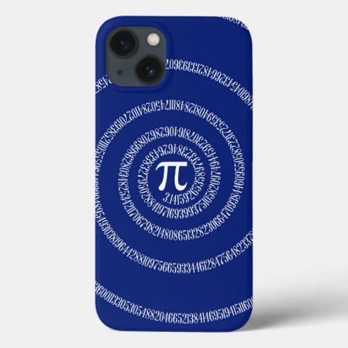 Numbers Spiral for Pi on Navy Blue iPhone 13 Case