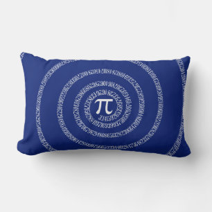 Numbers Spiral for Pi on Navy Blue Lumbar Pillow