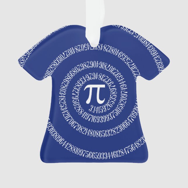 Numbers Spiral for Pi on Navy Blue Ornament (Front)