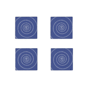 Numbers Spiral for Pi on Navy Blue Stone Magnet