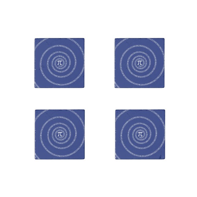 Numbers Spiral for Pi on Navy Blue Stone Magnet (Front)