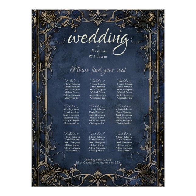 Numenorean Royal Wedding Seating Chart (Front)