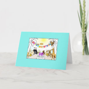 Numeral 10 Candle Animals Birthday Card