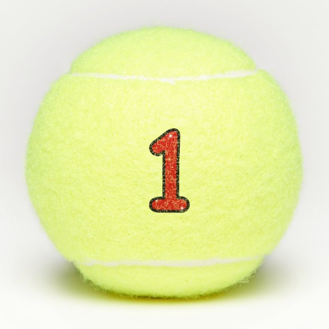 Numeral 1, one, 1 year, number 1, number one tennis balls (Front)
