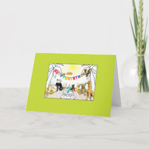 Numeral 7 Candle Animals Birthday Card