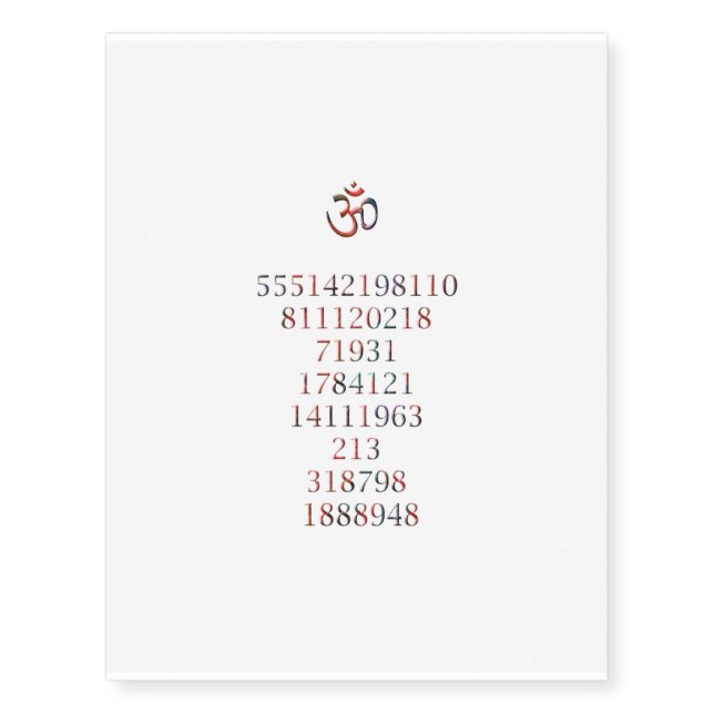Numeri Del Benessere G.Grabovoi Temporary Tattoos (Front)