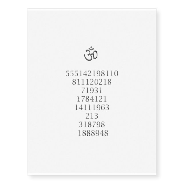 Numeri Del Benessere G.Grabovoi Temporary Tattoos (Front)