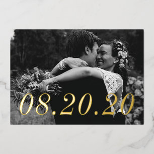 Numeric Date Just Married Wedding Foil Invitation