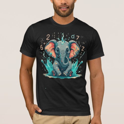 Numerical Elephant Frolic T_Shirt