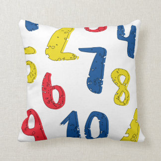 Numerical primary colored throw pillow